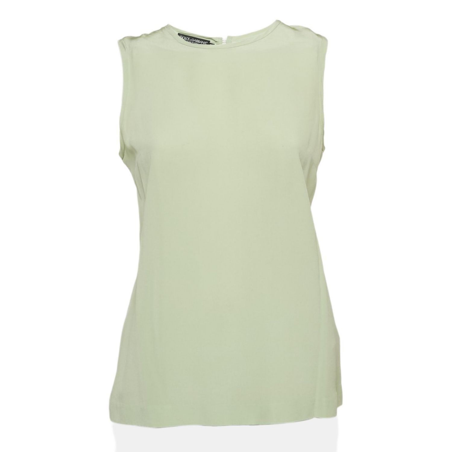 Women's Green Silk Sleeveless Top