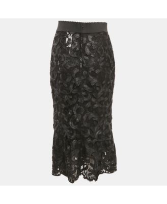 Women's Black Lace Midi Skirt