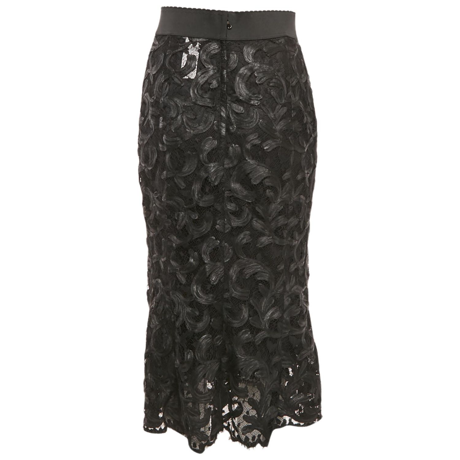 Women's Black Lace Midi Skirt