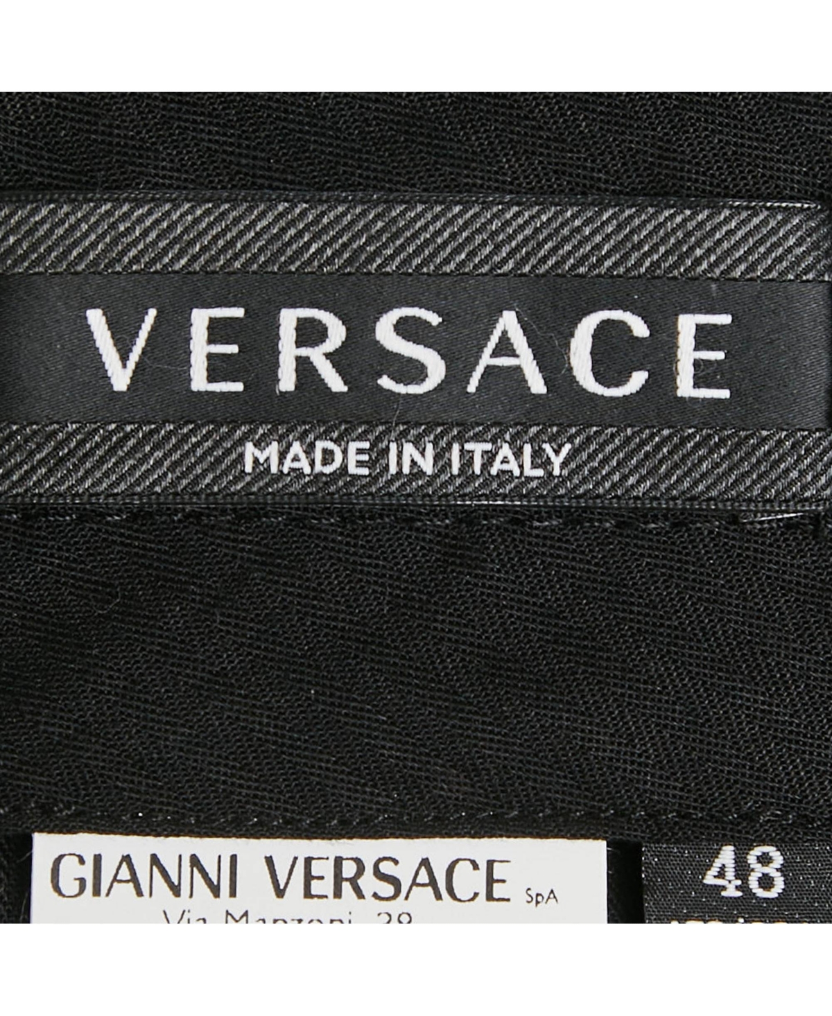 Pre-Owned Versace Men's Black Crepe Satin Side Trim Formal Trousers