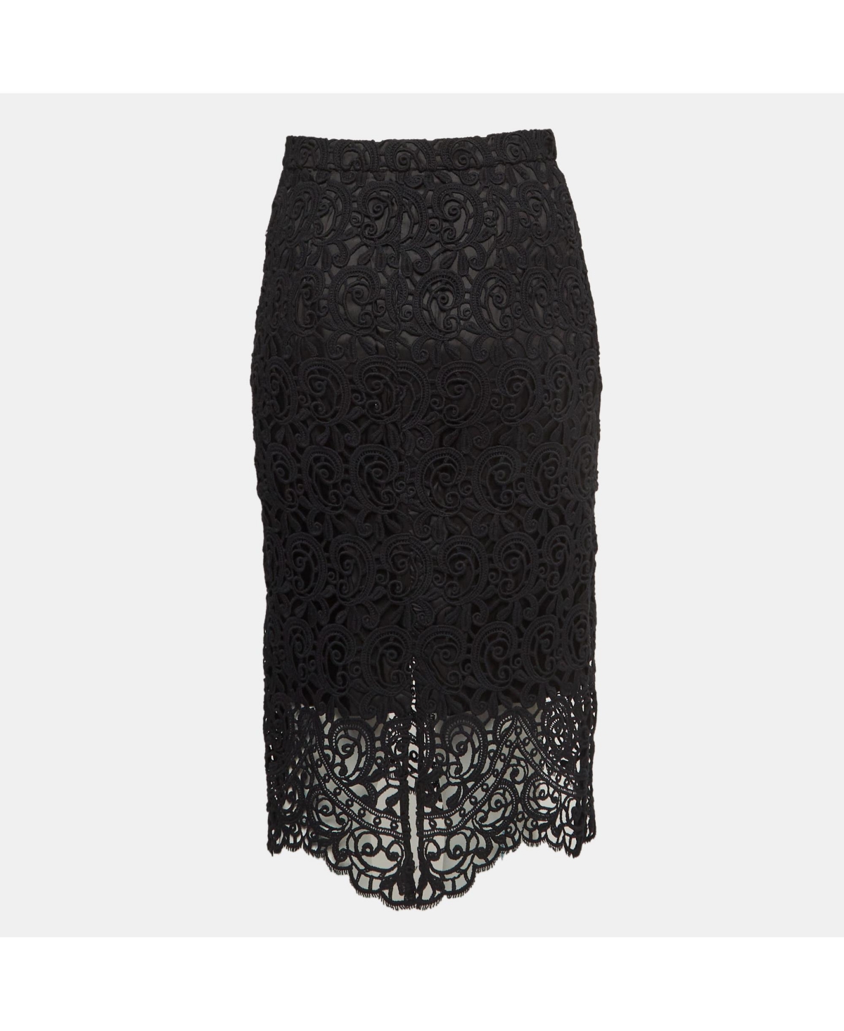 Pre-Owned Burberry Women's Black Macrame Lace Midi Pencil Skirt