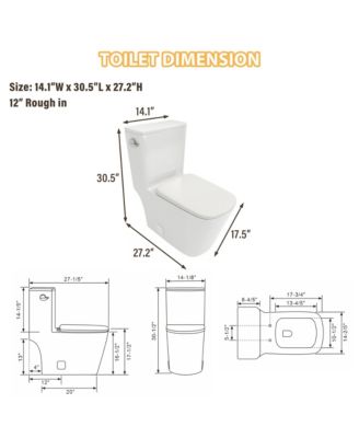 One Piece Modern Elongated Bathroom Fixture,Siphonic Jet,Comfort Chair Height,Soft-Close Seat,Glazed Surface