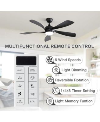 52-inch Modern Smart Standard Black 5-Blade Ceiling Fan with Remote Control and LED Light