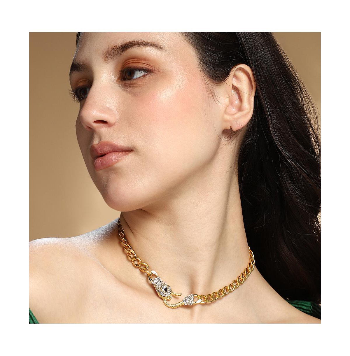 Sohi Women's The Bijou-Snakehead Chain Necklace - California Gold