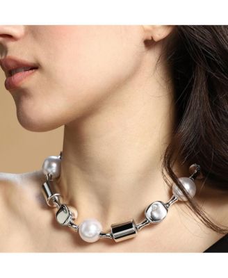 Women's The Spherical-Block Collar Necklace - Chrome Silver