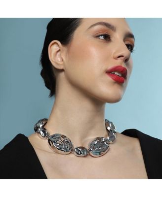 Women's The Chunky Dented-Pierre Collar Necklace - Chrome Silver
