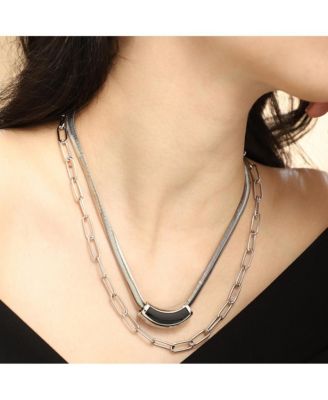 Women's The Sylvan-Snakechain Multi-Layer Necklace - Chrome Silver