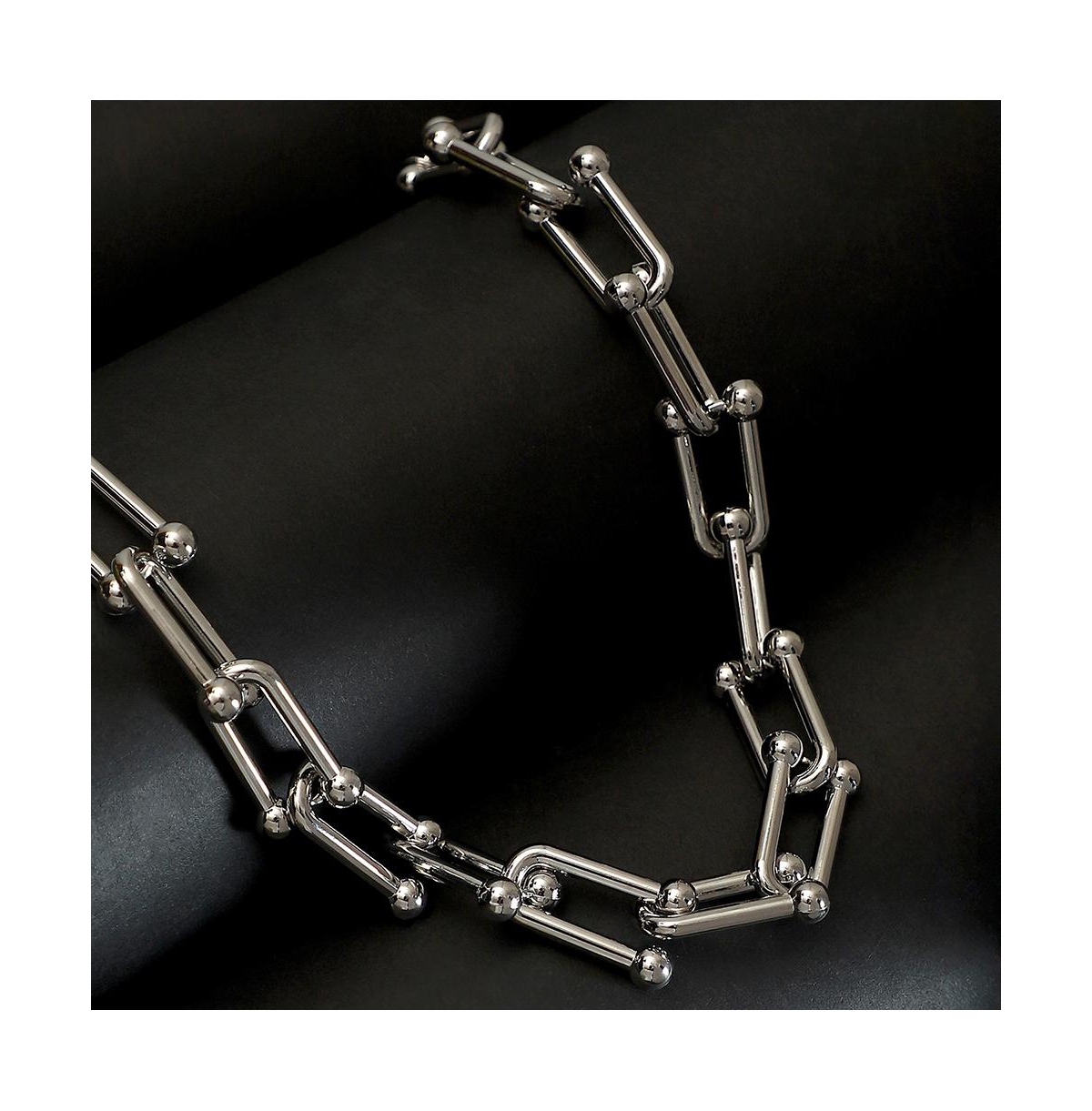 Sohi Women's The Chunky Clip-Link Chain Necklace - Chrome Silver