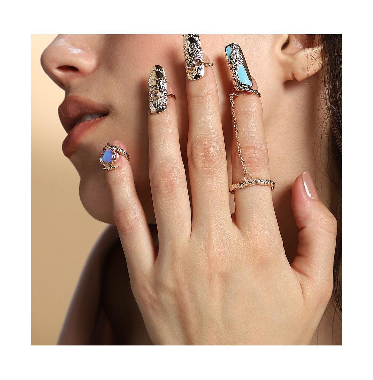 Women's The Jasmine Nail Rings - California Gold (Set Of 4)