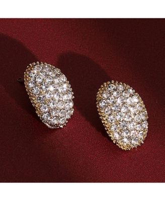 Women's The Bijou-Oval Stud Earrings - Crystal Silver