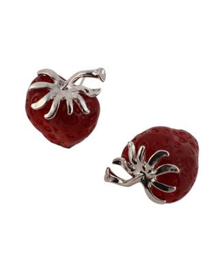 Women's The Strawberry Stud Earrings - Berry Red & Metallic Silver