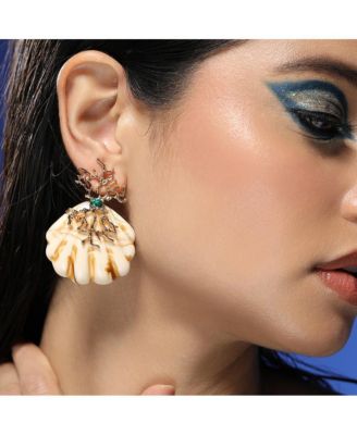 Women's The Veined-Conchiglia Drop Earrings - California Gold