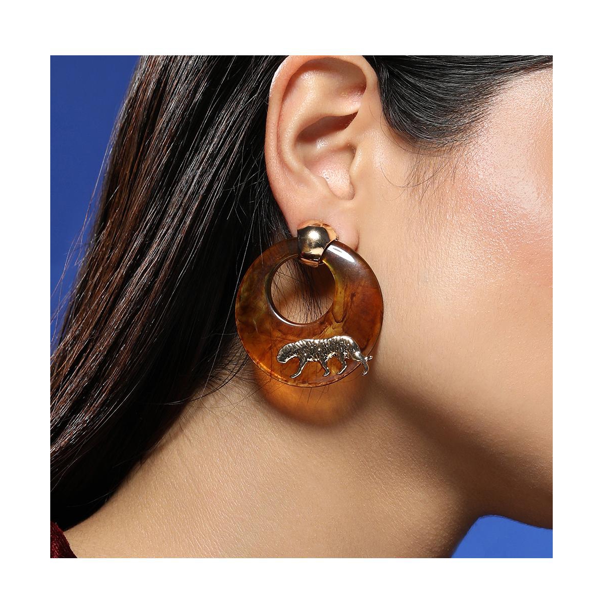 Women's The Circular-Panthera Statement Earrings - California Gold