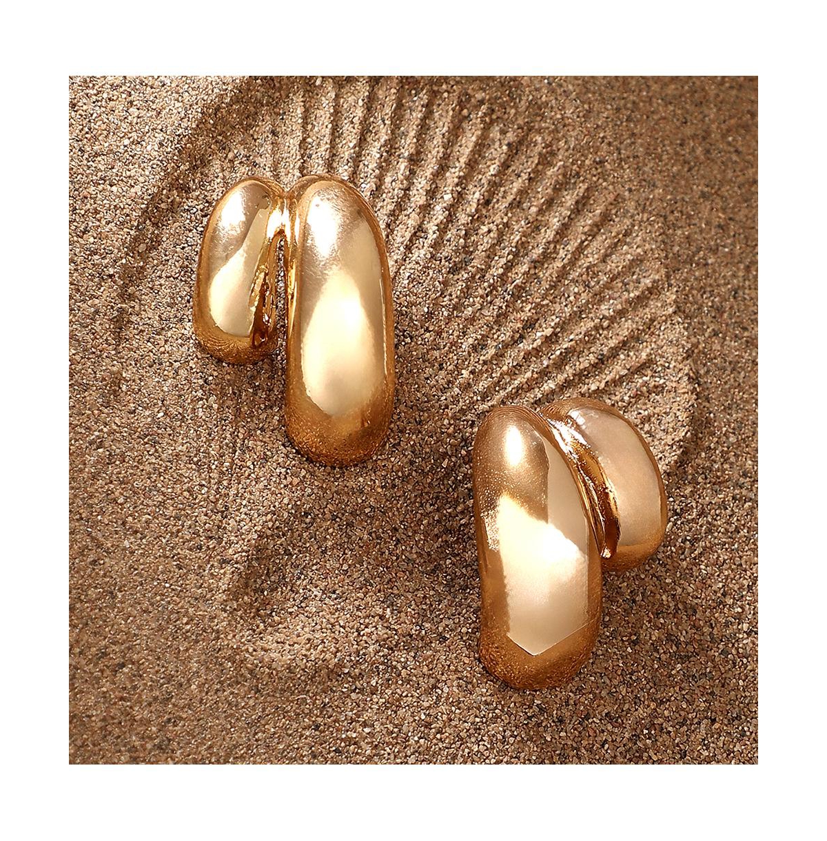 Women's The Chunky-Unbalanced Half-Hoop Earrings - California Gold