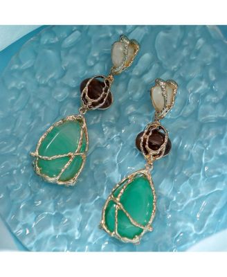 Women's The Veined-Teardrop Drop Earrings - California Gold