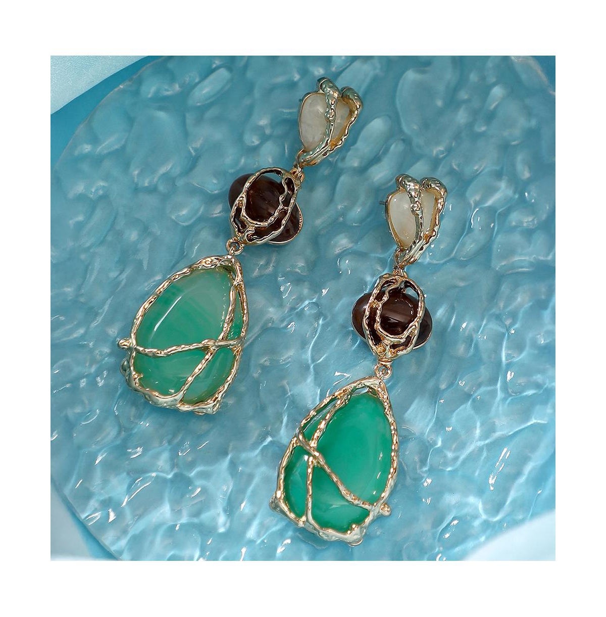 Women's The Veined-Teardrop Drop Earrings - California Gold