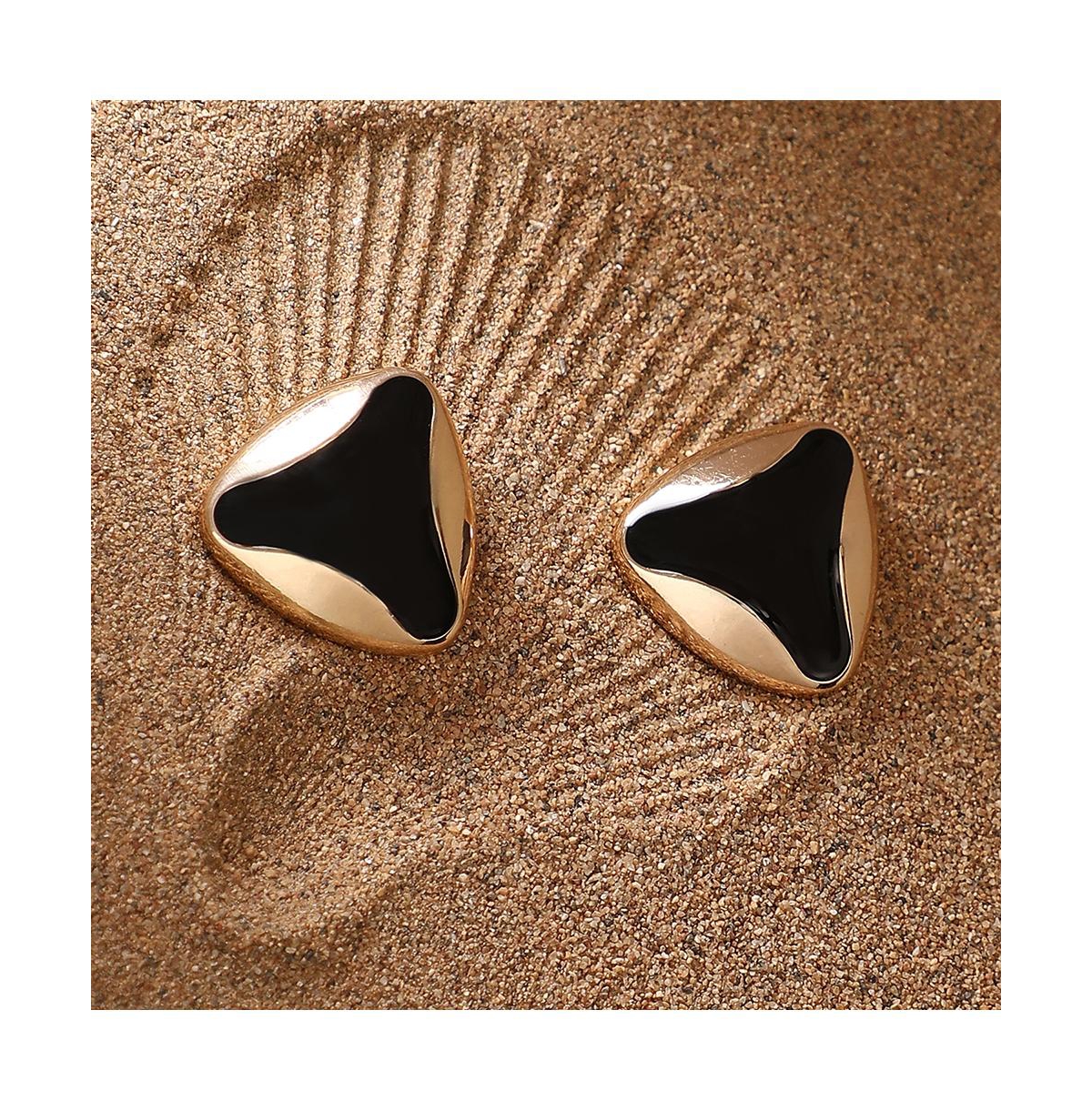 Women's The Enamel-Triad Stud Earrings - Antique Gold