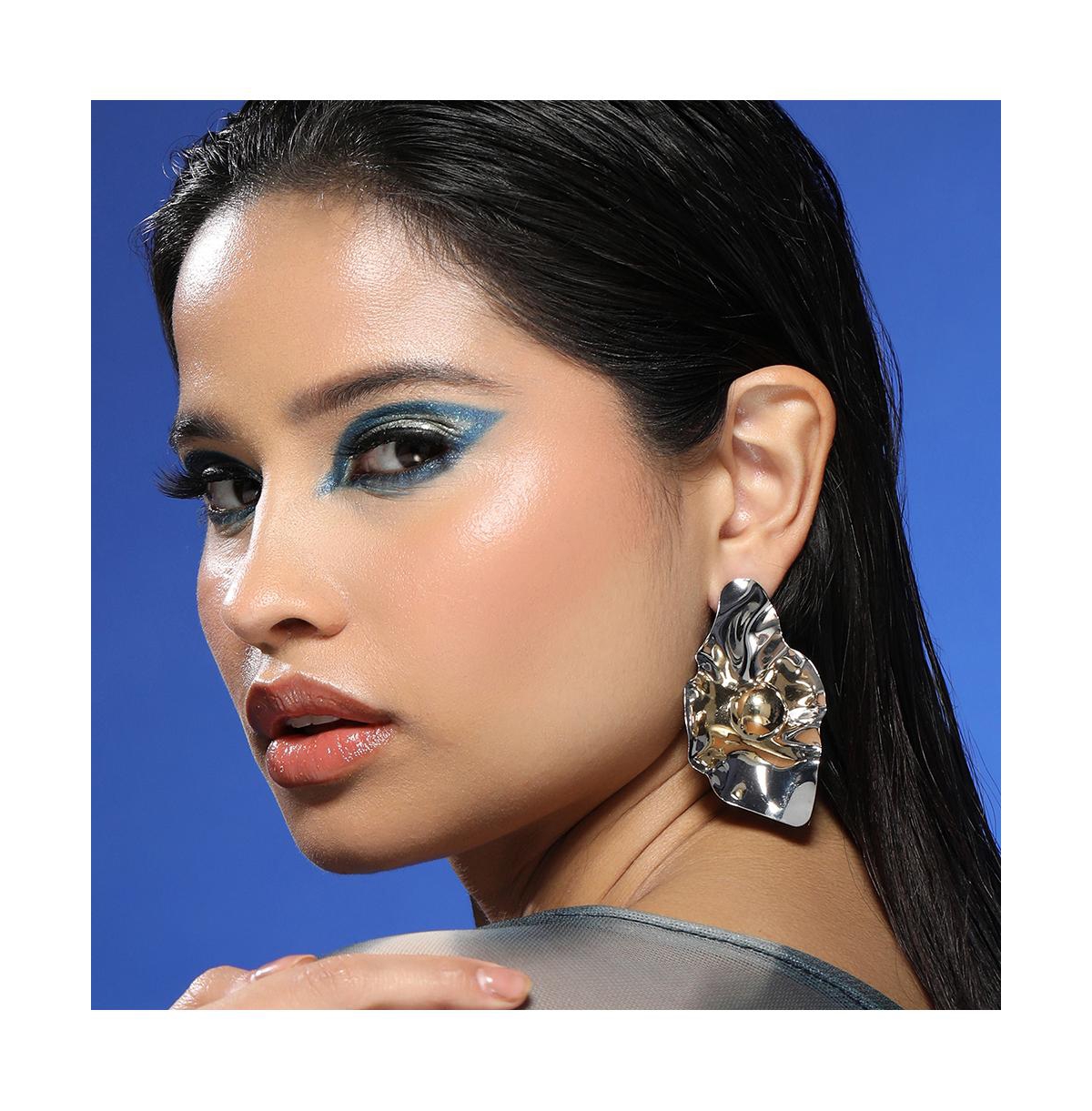 Women's The Techno-Flora Statement Earrings - Chrome Silver