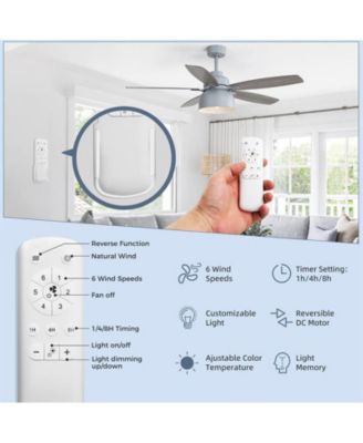 52-inch Grain Farmhouse Gray Wood 5-blade Ceiling Fan with Light Kit and Remote Control