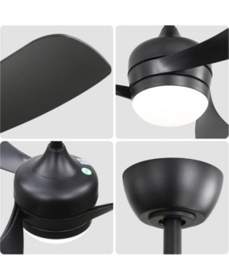 52-inch Modern Black Ceiling Fan with Led Light and Remote Control Dc Motor
