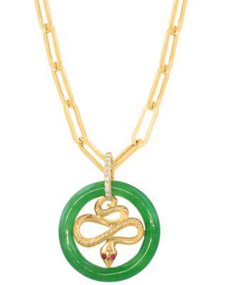 Diamond (1/20 ct. t.w.) & Multi Gemstones (6-1/3 ct. t.w.) Pendant Necklace in 14k Yellow Gold