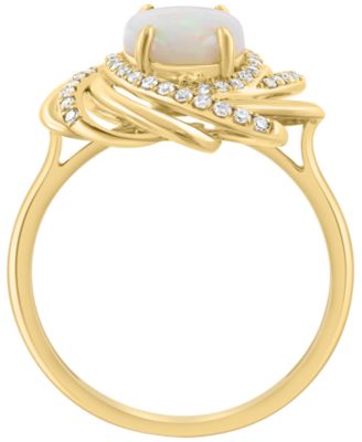 Diamond (1/5 ct. t.w.) & Opal (2 ct. t.w.) Ring in 14k Yellow Gold