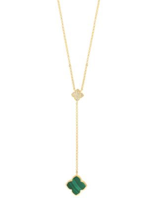 Diamond (1/20 ct. t.w.) & Malachite Necklace in 14k Yellow Gold