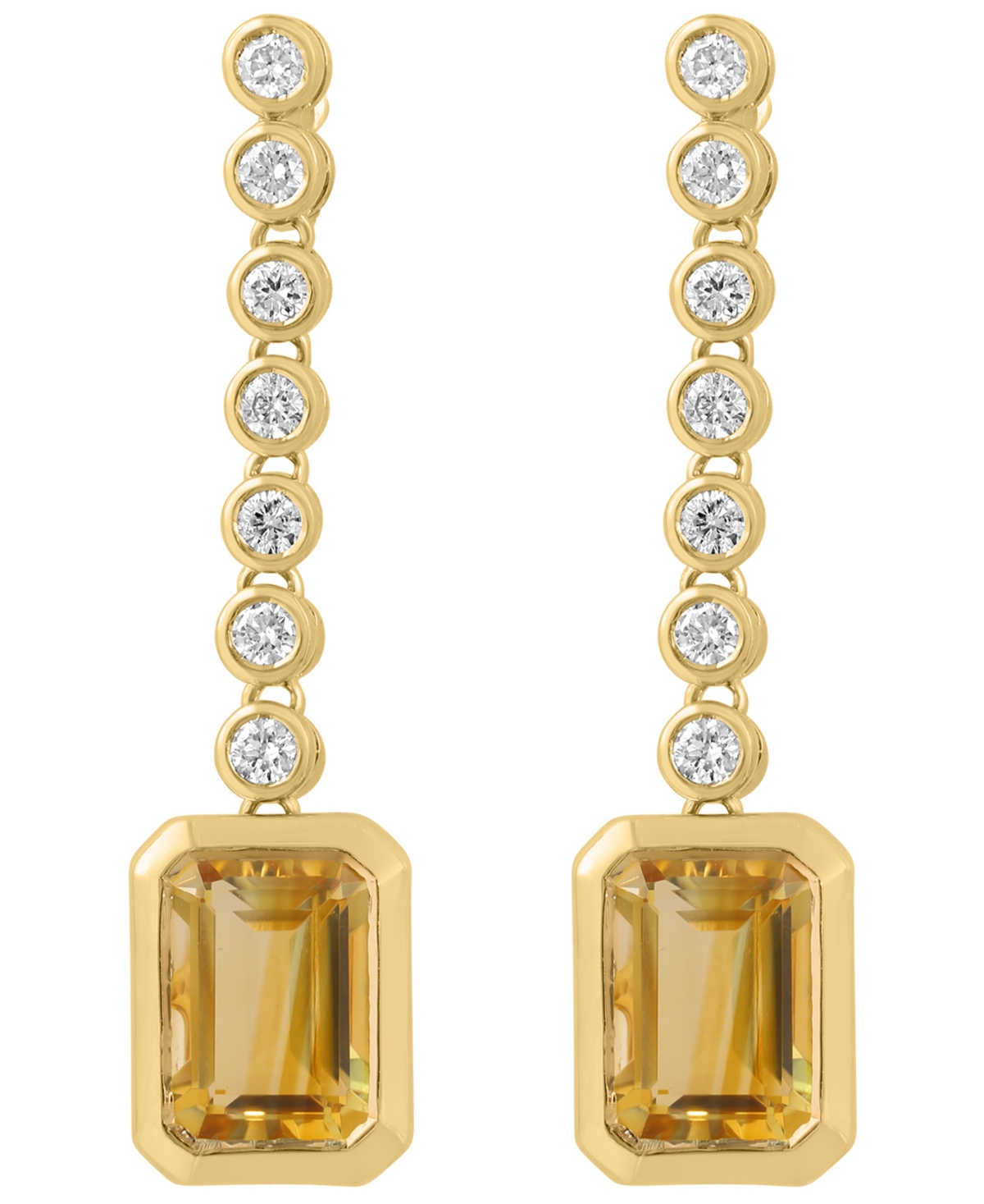 Effy Collection Diamond (1/4 ct. t.w.) & Madeira Citrine (2-1/3 ct. t.w.) Drop Earrings in 14k Yellow Gold