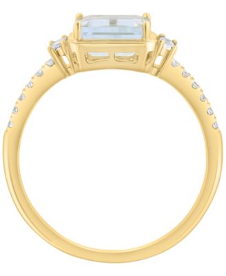 Diamond (1/5 ct. t.w.) & Aquamarine (7/8 ct. t.w.) Ring in 14k Yellow Gold