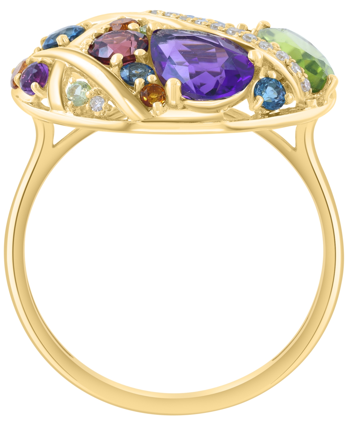 Effy Collection Diamond (1/20 ct. t.w.) & Multi Gemstones (3-1/3 ct. t.w.) Ring in 14k Yellow Gold