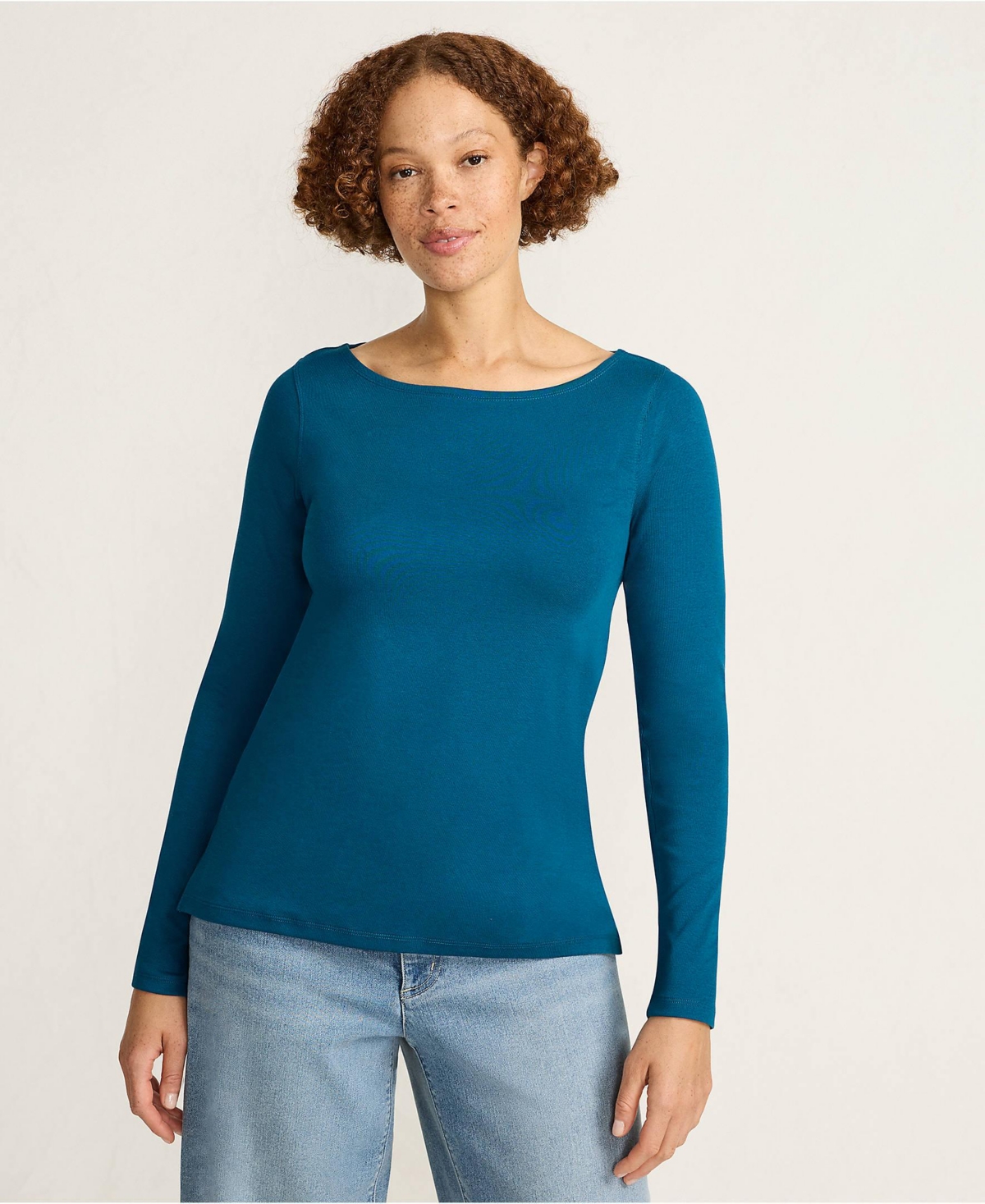 Lands' End Women's Long Sleeve Polished Essentials Boatneck Top