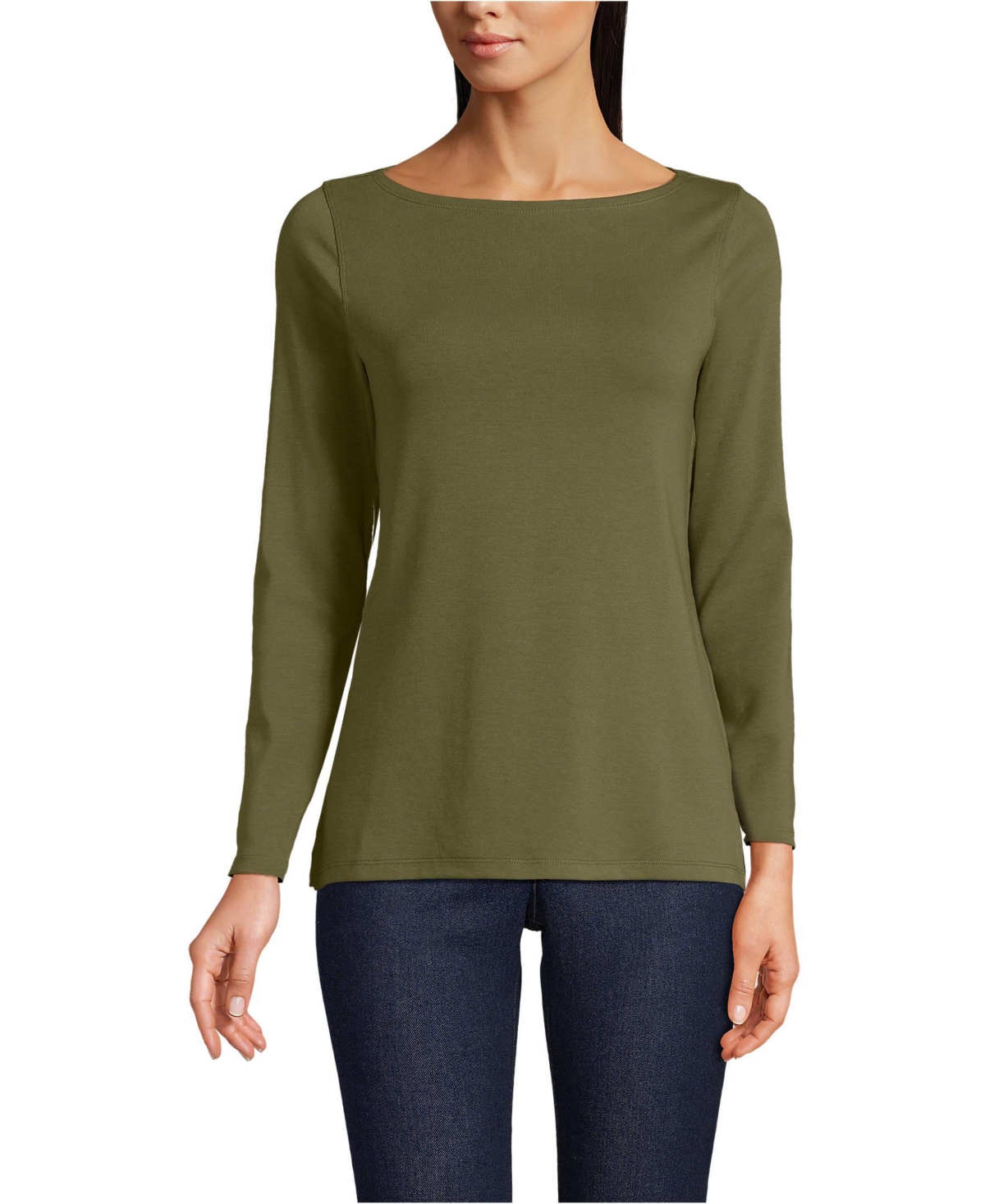 Lands' End Women's Long Sleeve Polished Essentials Boatneck Top