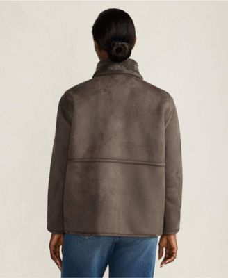 Women's Reversible Shearling Fleece Button Front Coat