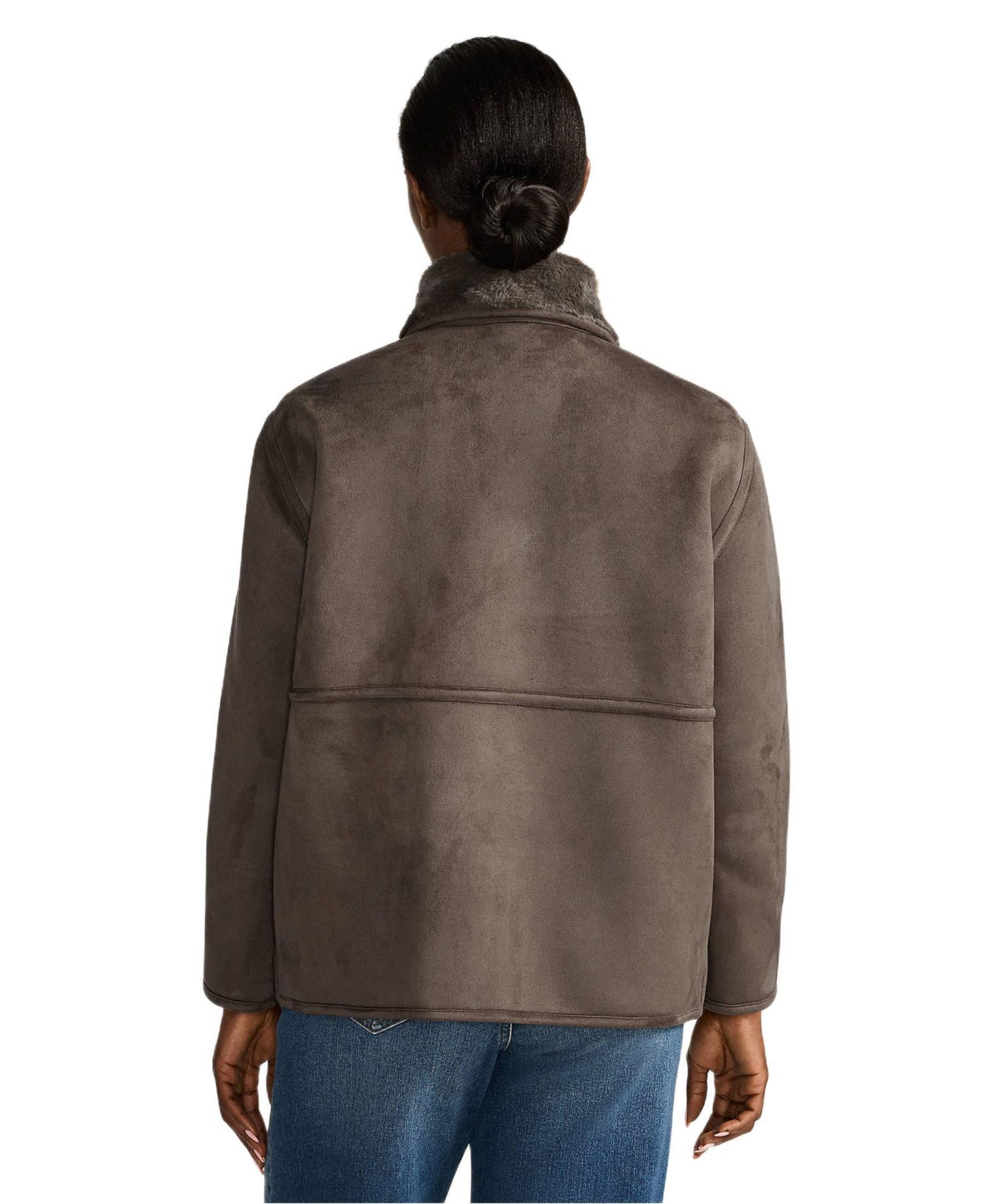 Women's Reversible Faux Shearling Fleece Button Front Coat