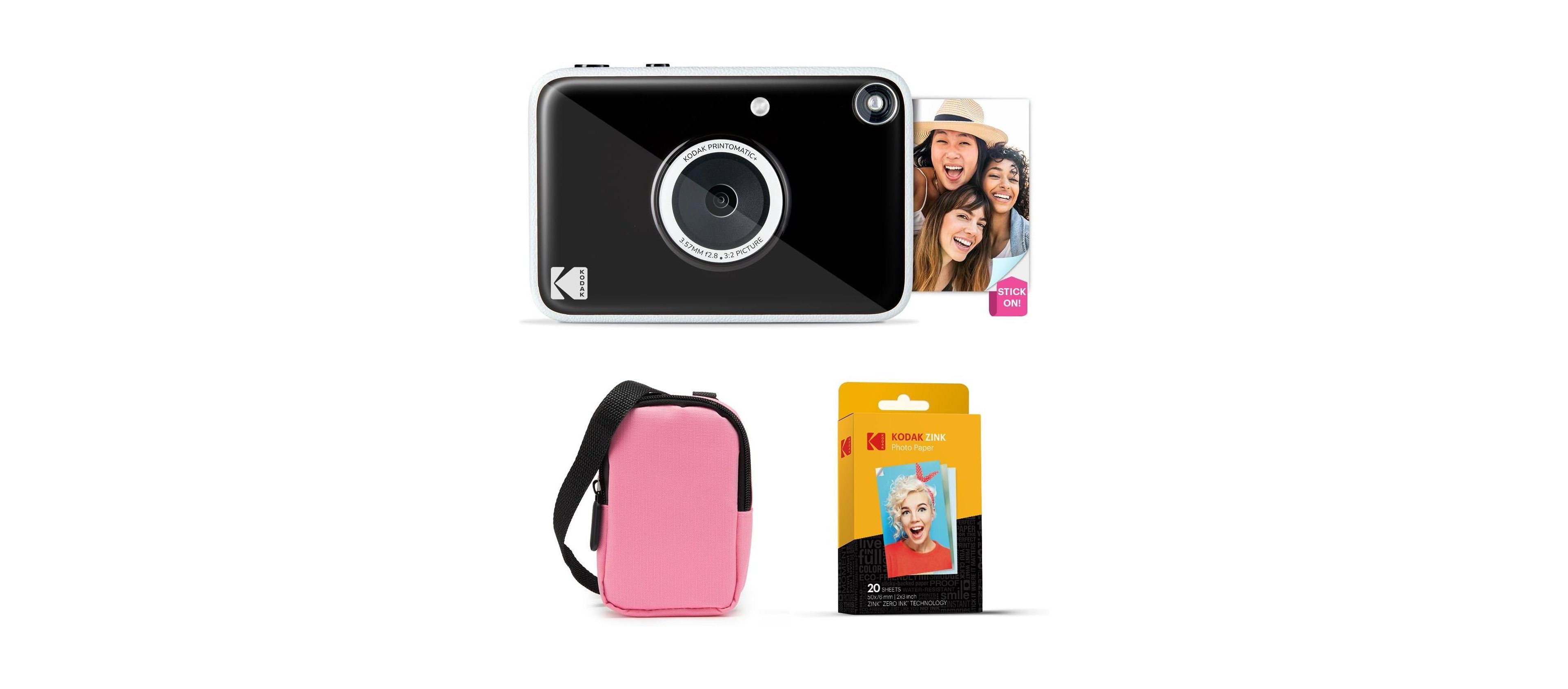 Kodak Printomatic+ Instant Camera Bundle (Yellow) 10MP w/ Pink Case & 20 Zink Paper