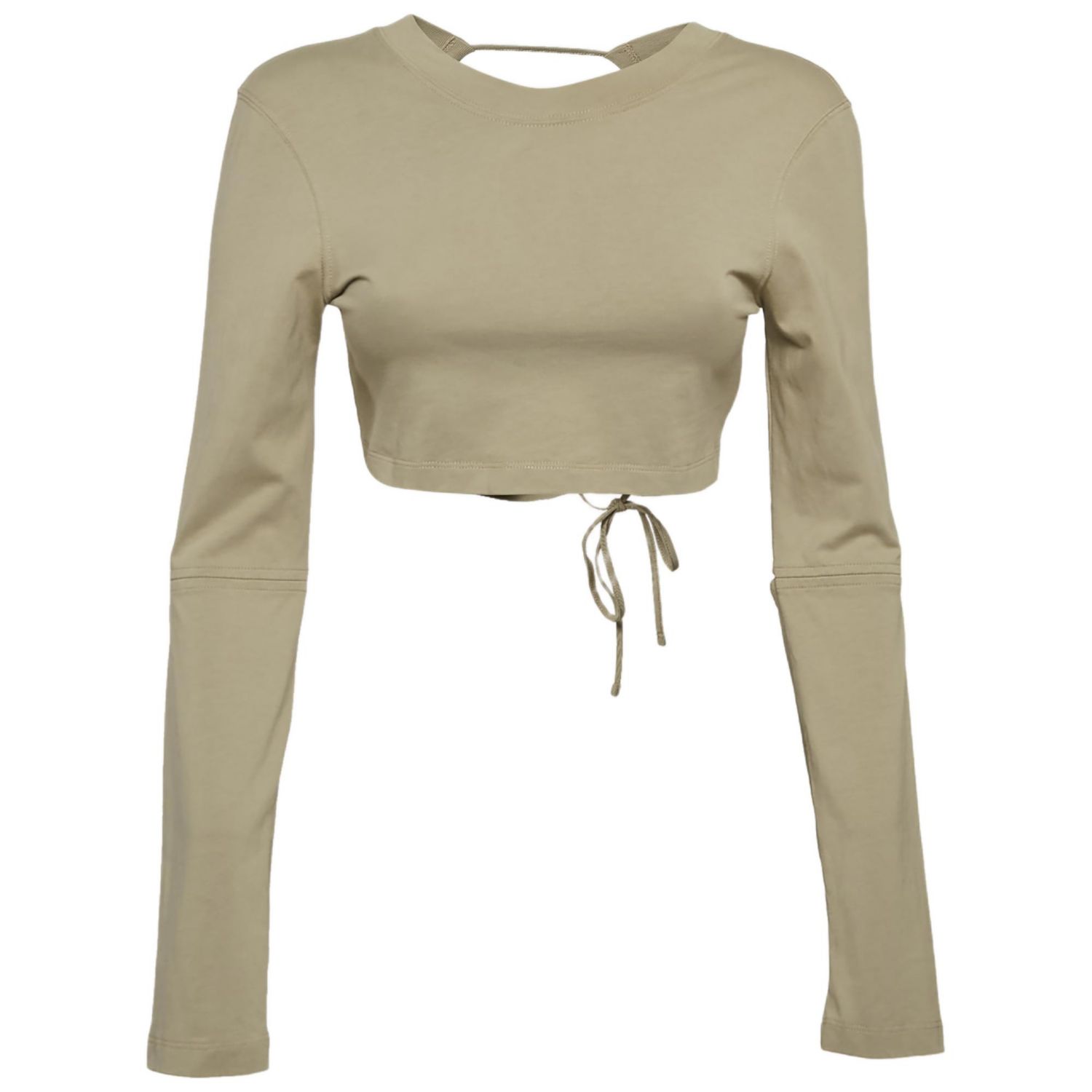 Women's Sage Green Cotton Open Back Crop T-Shirt