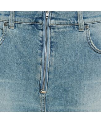 Women's Blue Washed Denim Raw Edge Detail Shorts