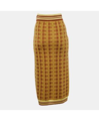 Women's Checked Knit Midi Skirt