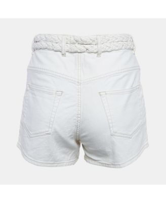 Women's White Denim Braided Shorts