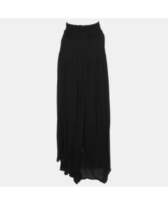 Women's Black Silk Pleated Midi Skirts