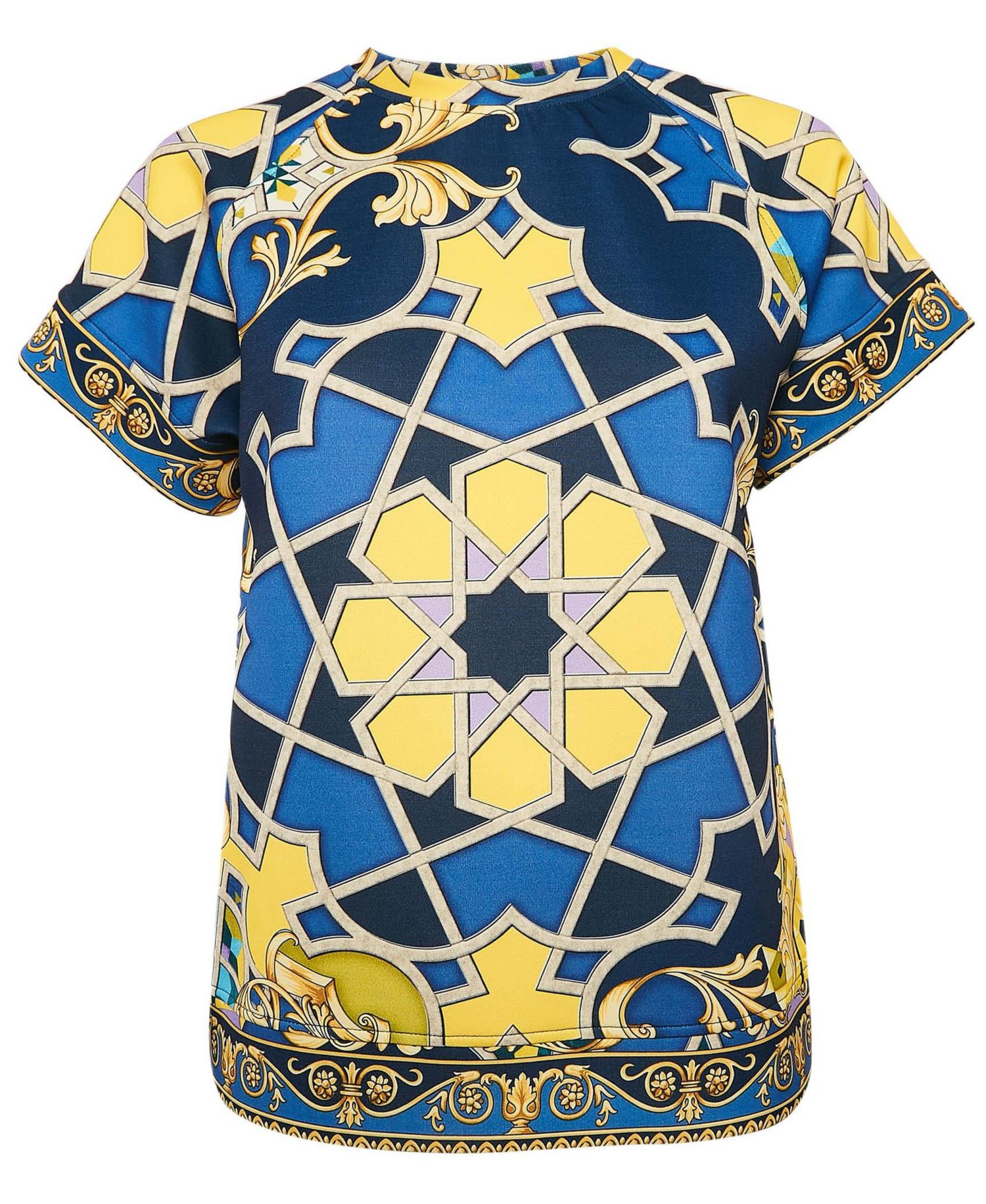 Women's Collection Navy Blue Printed Jersey Neoprene T-Shirt
