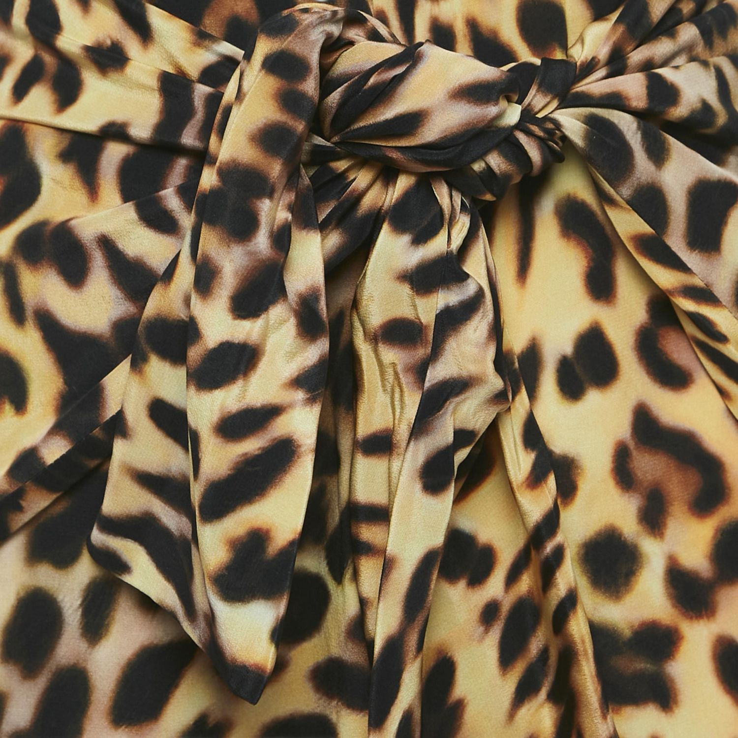 Women's Brown Leopard Print Silk Tie-Up Trousers