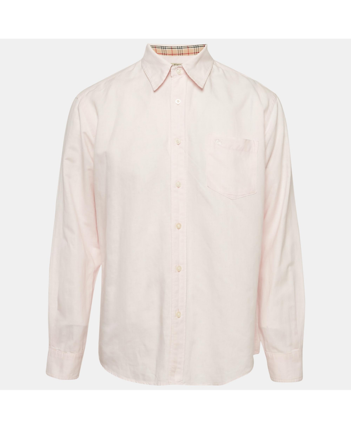 Pre-Owned Burberry Men's Pink Linen Long Sleeve Shirt