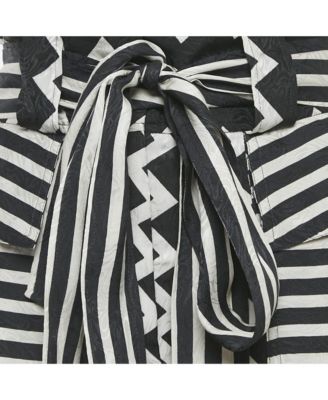 Women's Striped Jacquard Silk Belted Trousers