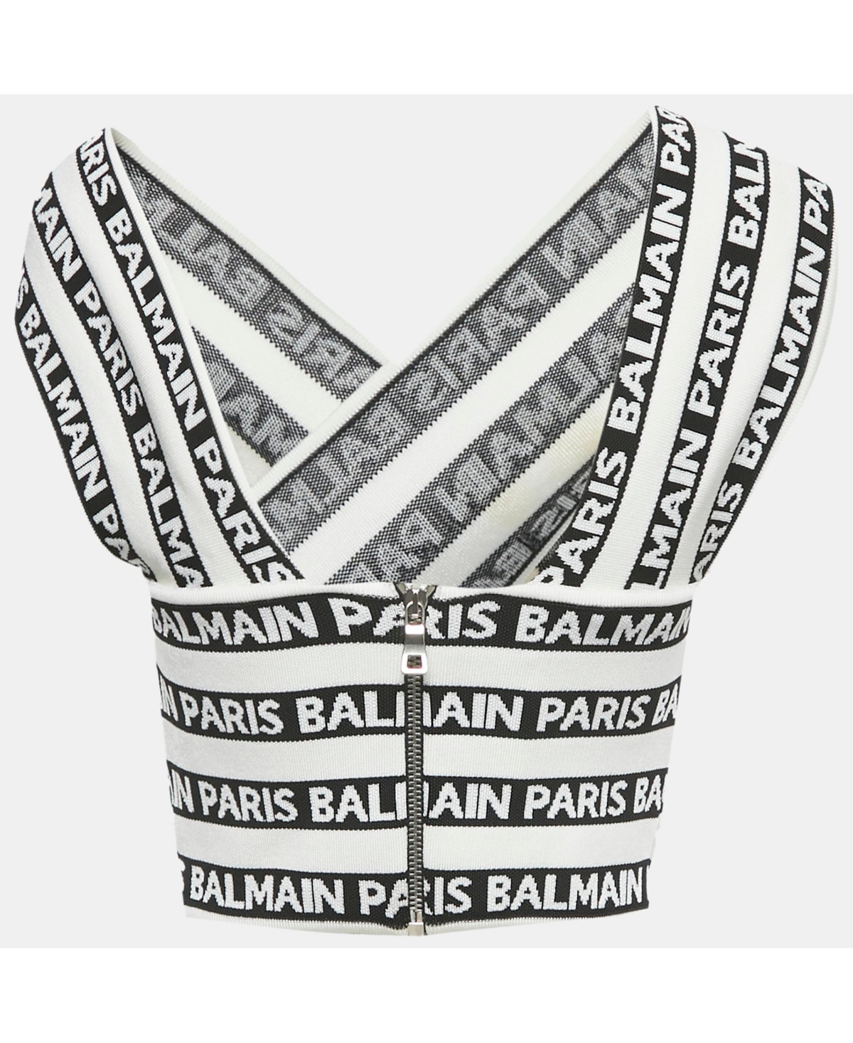 Pre-Owned Balmain Women's Logo All Over Knit Crossover Banded Top