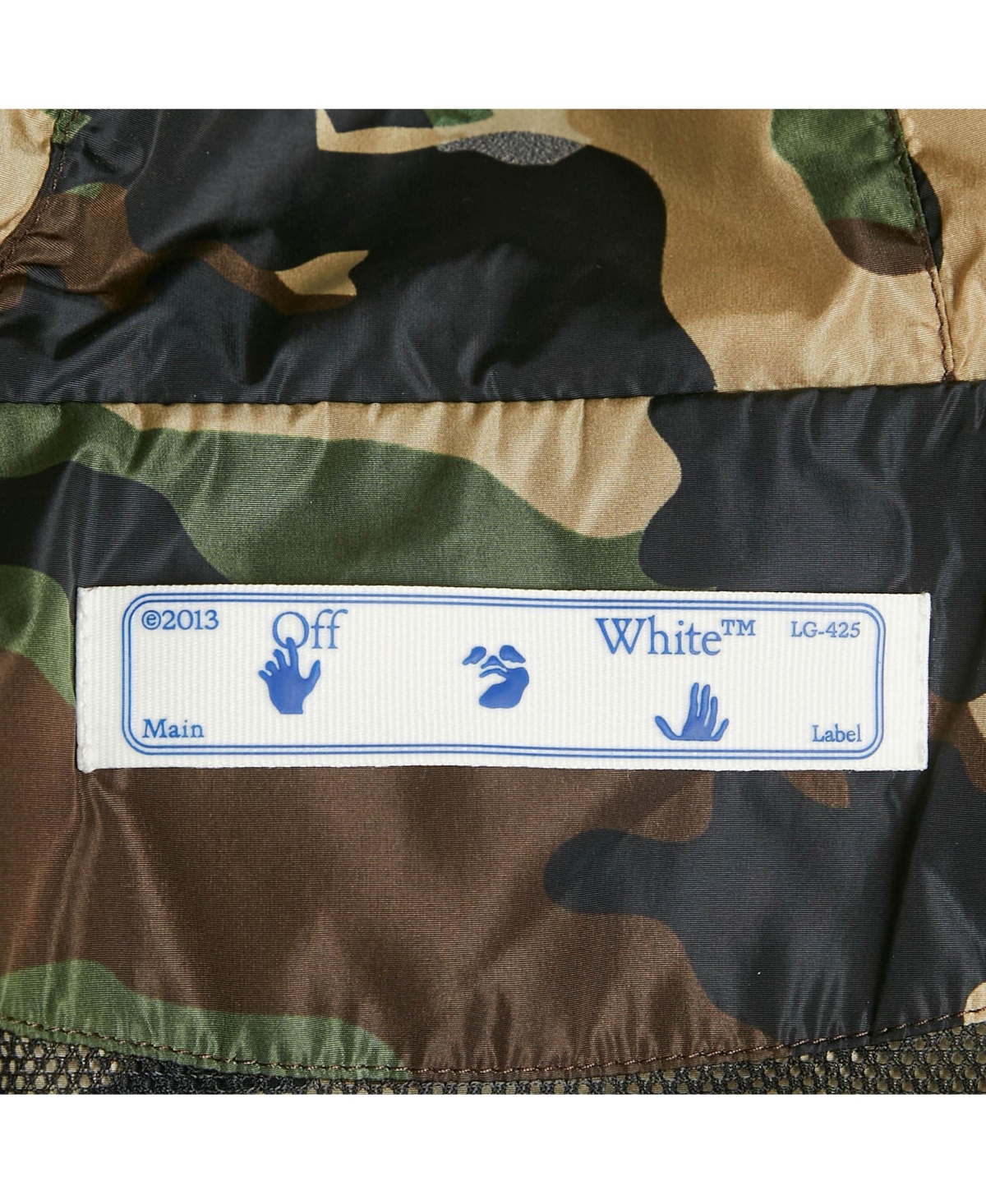 Pre-Owned Off-White Men's Brown Camouflage Logo Print Nylon Hooded Windbreaker Jacket