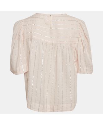 Women's Etoile Pink Lurex Striped Cotton Blouse