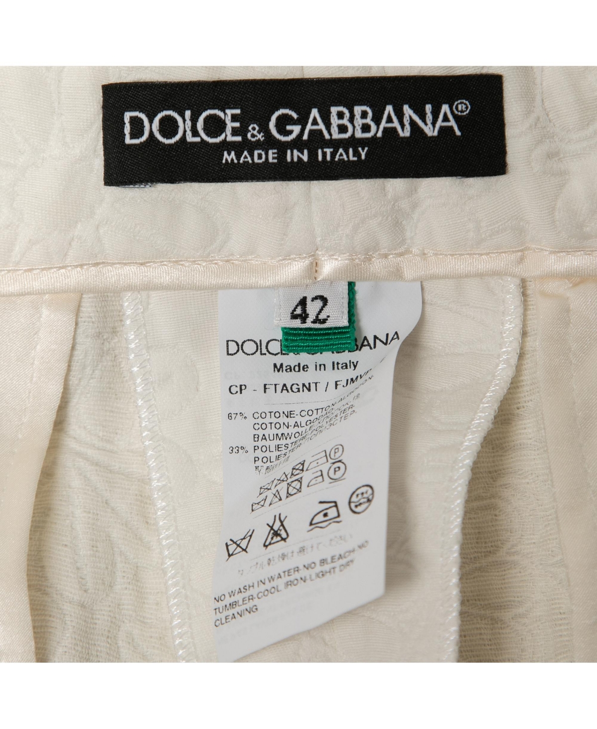 Pre-Owned Dolce & Gabbana Women's White Floral Jacquard Tapered Trousers