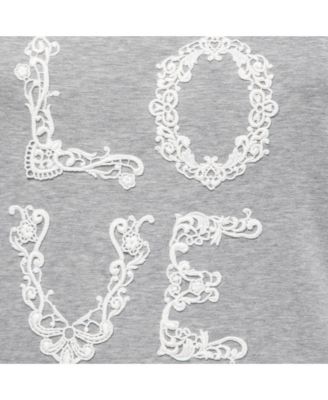 Women's Grey Cotton Love Lace Patterned Tank Top