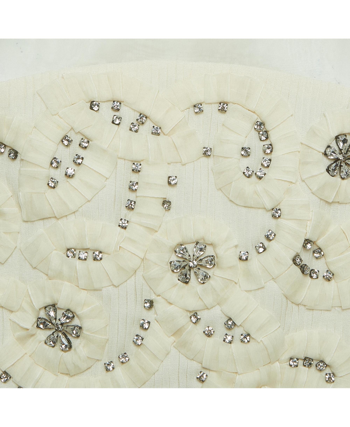 Pre-Owned Chloe Women's Cream Crystals Embellished Silk & Linen Blend Sleeveless Top